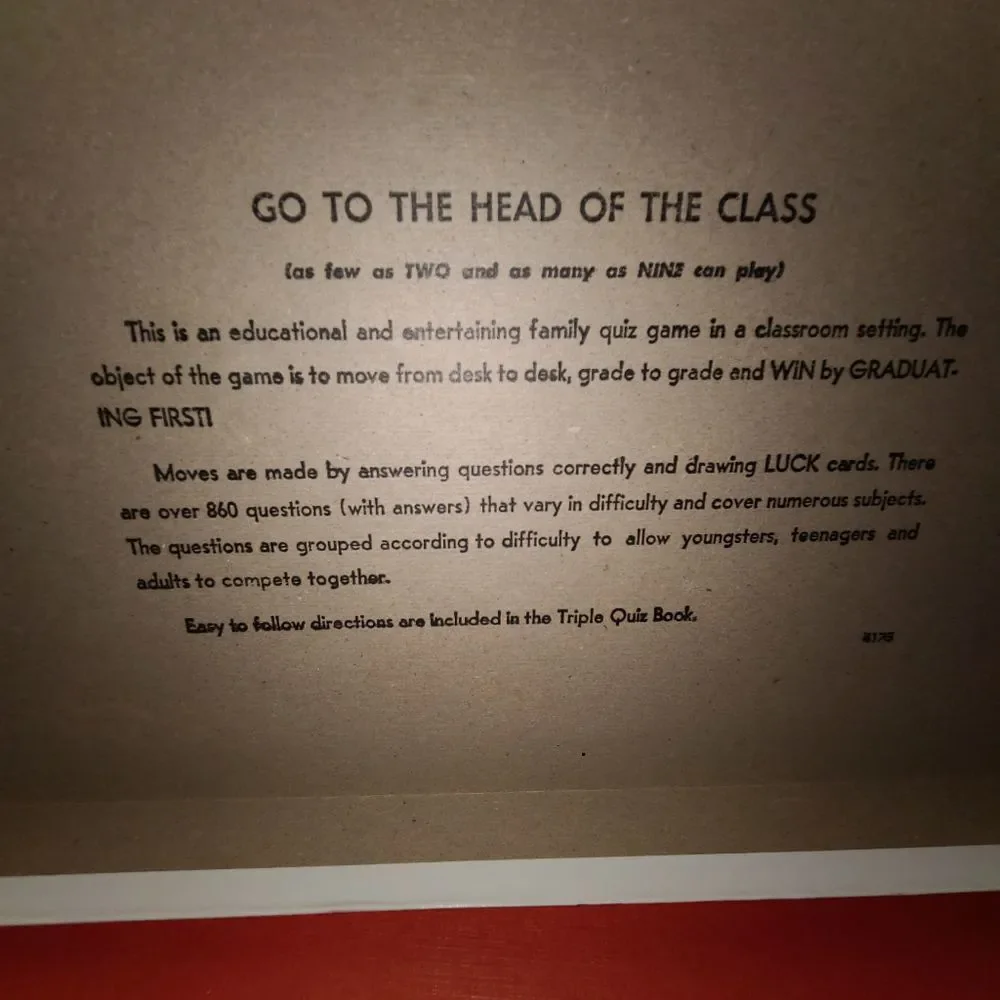 Retro Go To The Head of the Class Board Game